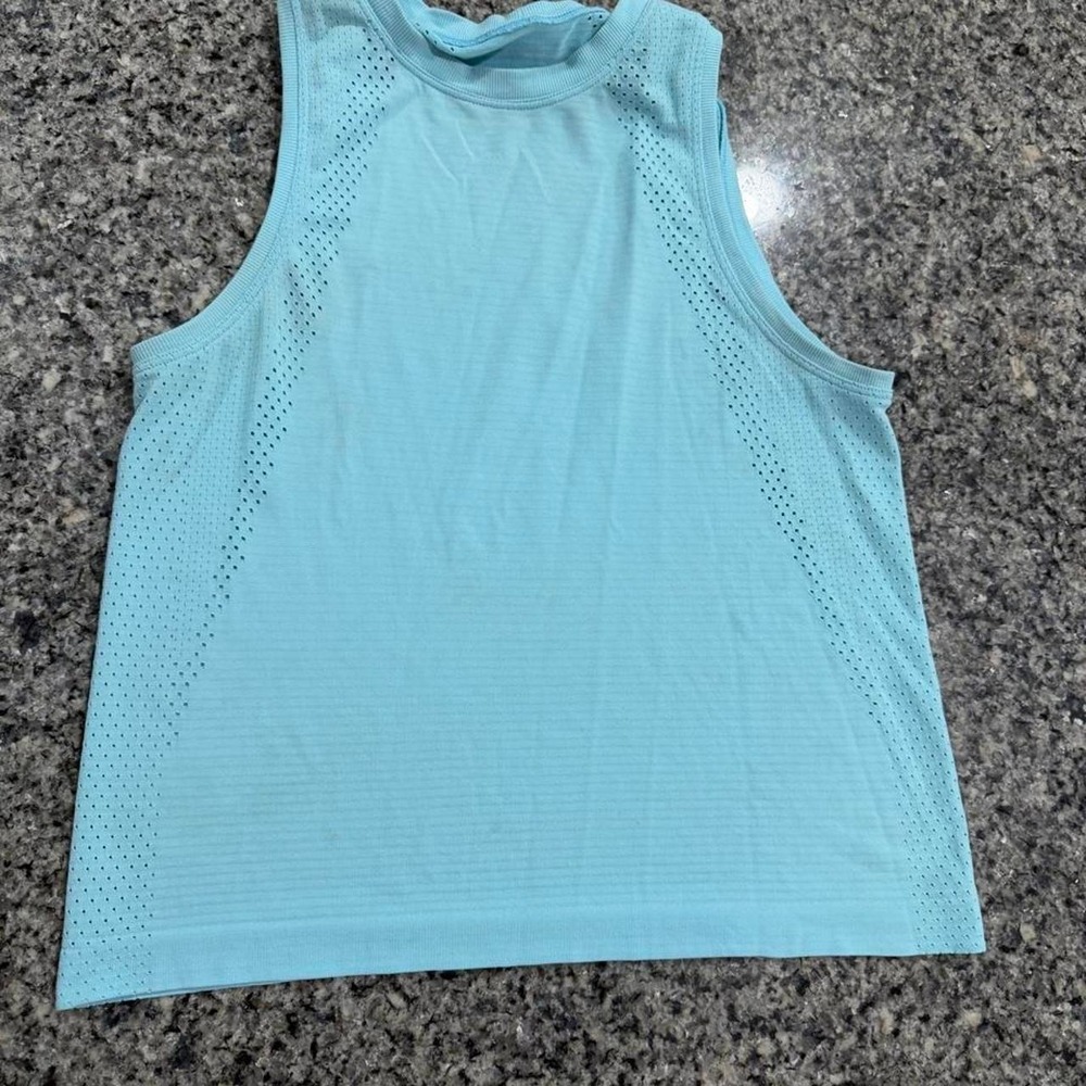 Lululemon Train to Be Tank Relaxed Fit Waist Length cyan blue